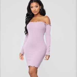 Fashion nova Lilac off the shoulder dress